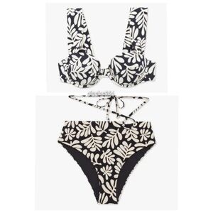 WeWoreWhat Claudia Strappy High Waisted Bikini Safari Leaves